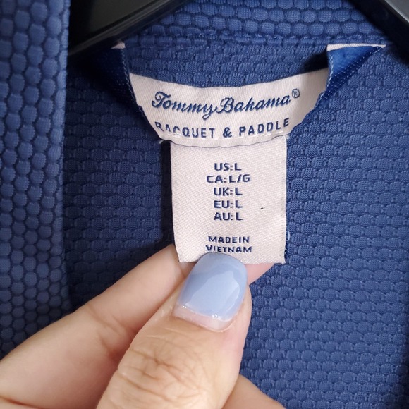 Tommy Bahama Long Sleeve Racquet & Paddle Full Zip Jacket Size Large Mens Blue - Picture 9 of 14